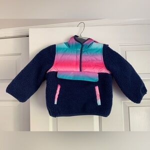 NWOT 1 Madison Pink Mermaid Blue Pullover Sherpa Hoodie Winter Jacket 2T